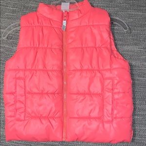 Coral pink puffer vest